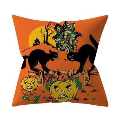 Trick or Treat & Pompoen Kussenhoes / Voor Kussen Maat: 45*45cm