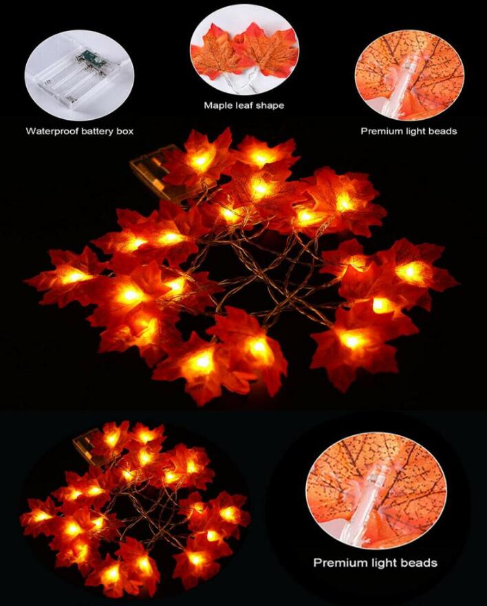 3M Esdoorn Pompoen Lichtslinger Herfstdecoratie - Halloween Esdoornbladeren en Pompoenen Sfeerverlichting voor Huis & Tuin