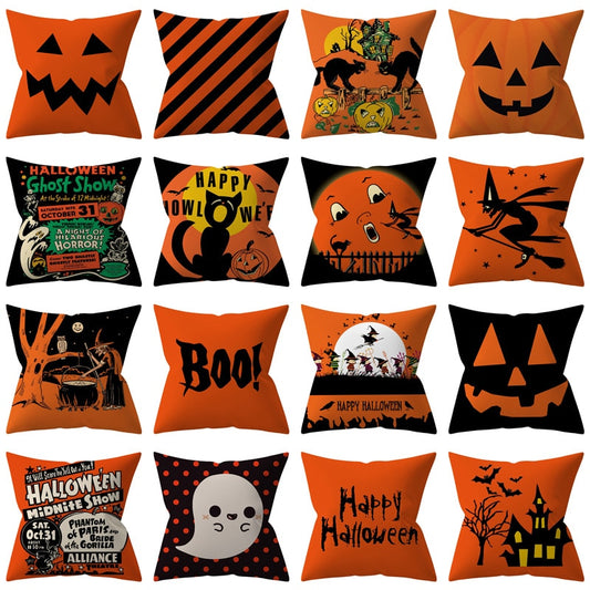 Trick or Treat & Pompoen Kussenhoes / Voor Kussen Maat: 45*45cm