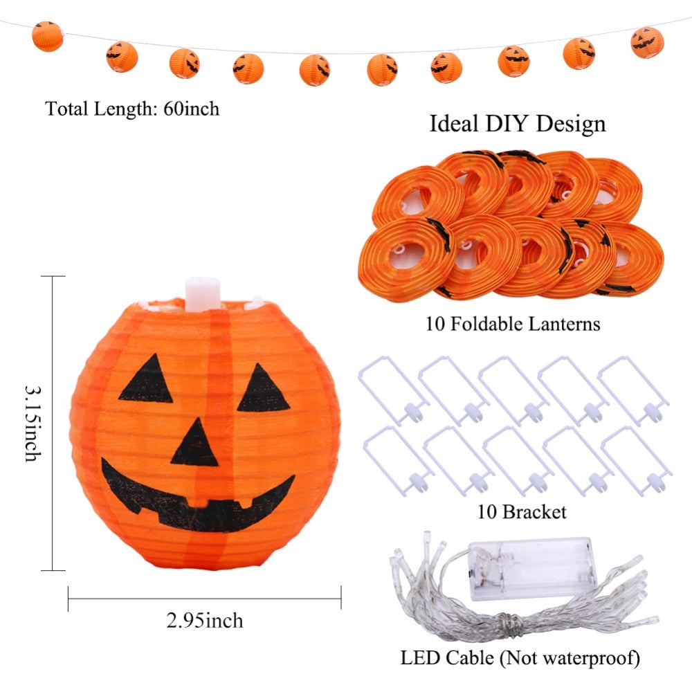 1,2M Halloween Slingerlichten - Pompoen LED Verlichting met 10 Lichten