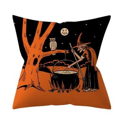 Trick or Treat & Pompoen Kussenhoes / Voor Kussen Maat: 45*45cm